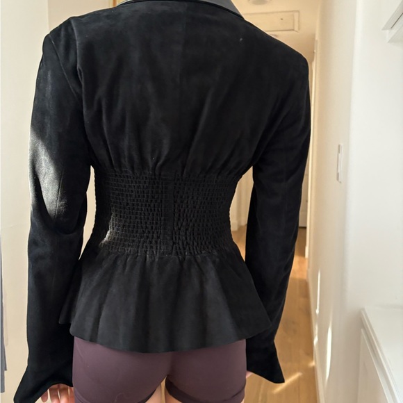 RARE JENNIFER TATANELLI CASINI FIRENZE SUEDE CORSET LEATHER JACKET BLACK - Picture 2 of 16